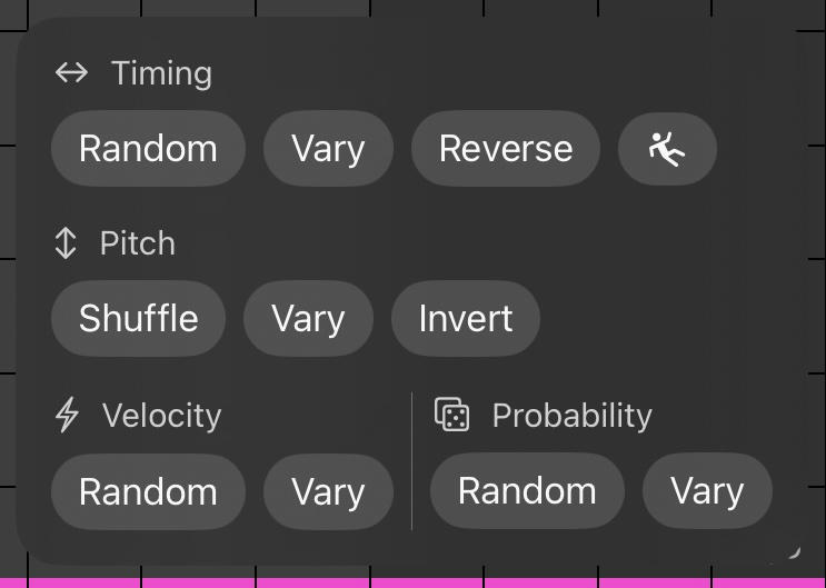 Tap MIDI notes modulation menu