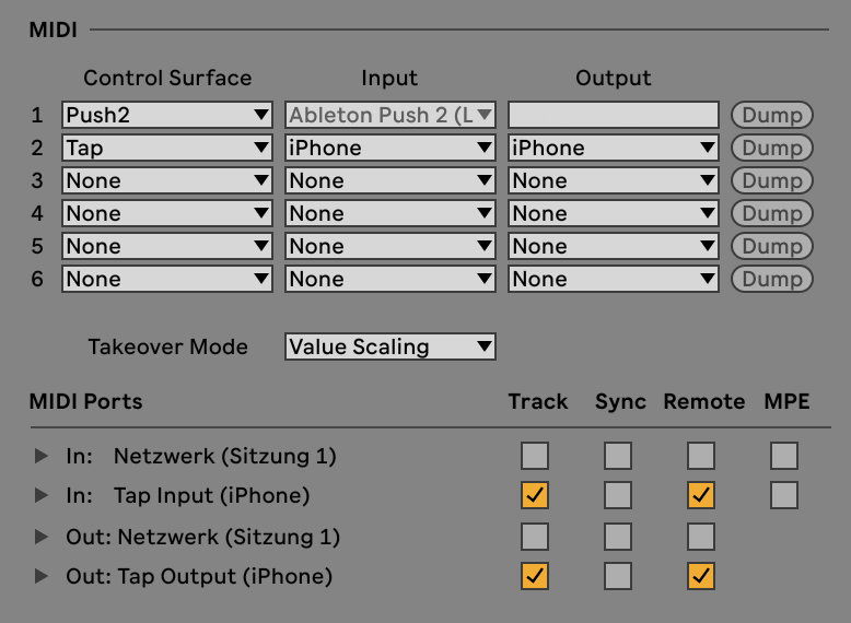 7III MIDI setting in Ableton Live