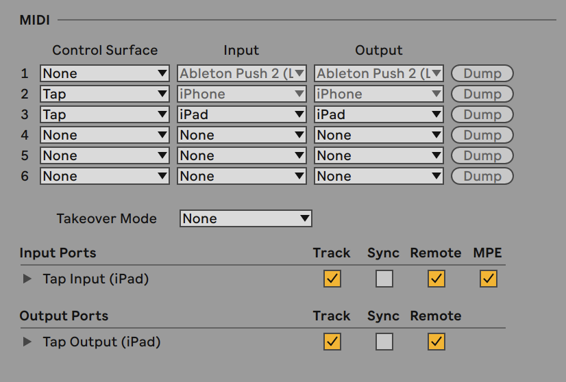 7III Tap MIDI setting in Ableton Live
